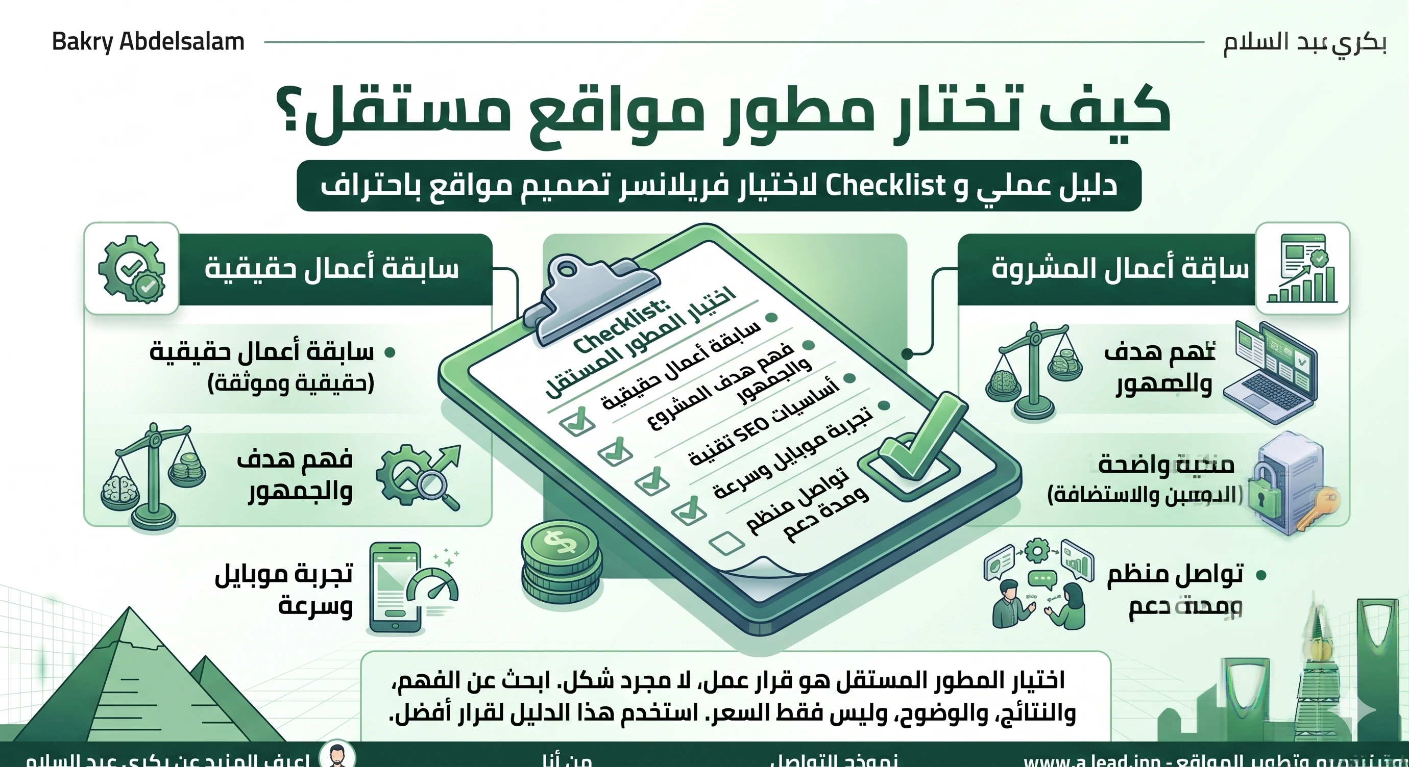 اختيار مطور مواقع مستقل وفريلانسر تصميم مواقع قبل الاتفاق