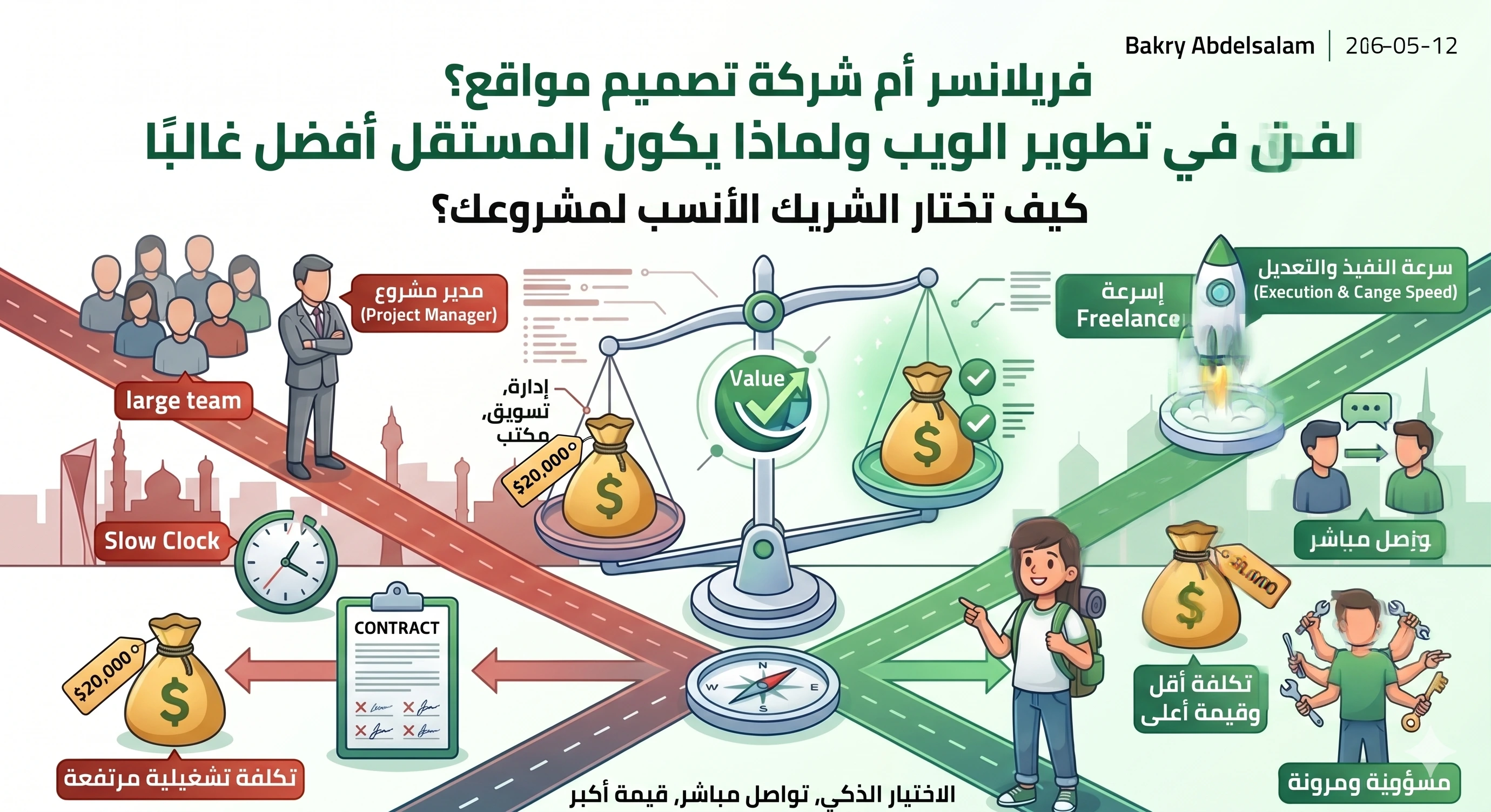 الفرق بين العمل مع فريلانسر وشركة تصميم مواقع في تطوير الويب